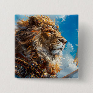 Chapa Cuadrada León de Steampunk