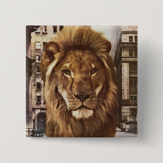 Chapa Cuadrada león en la ciudad (Anverso)