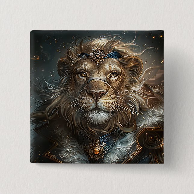 Chapa Cuadrada León Steampunk (Anverso)