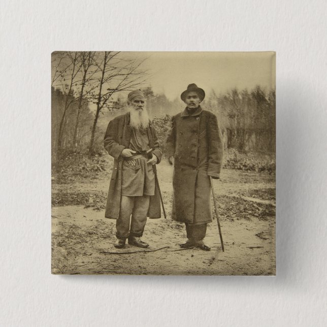 Chapa Cuadrada León Tolstói y la máxima Gorki del autor (Anverso)