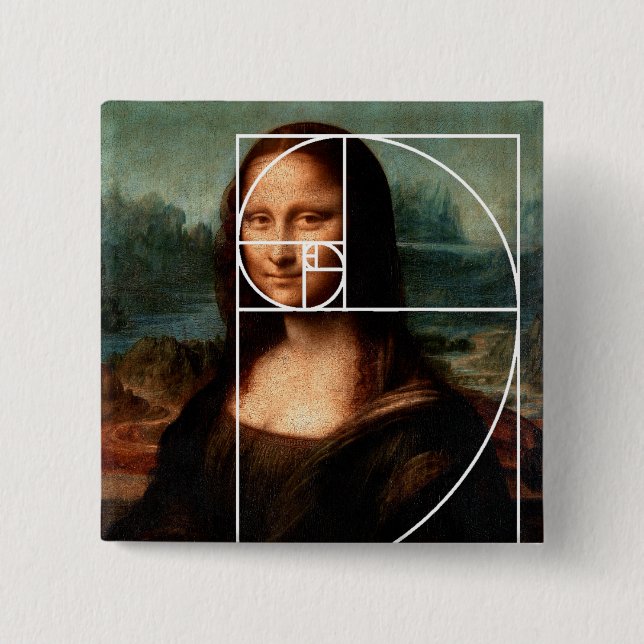 Chapa Cuadrada Leonardo da Vinci Mona Lisa Fibonacci Sequence (Anverso)