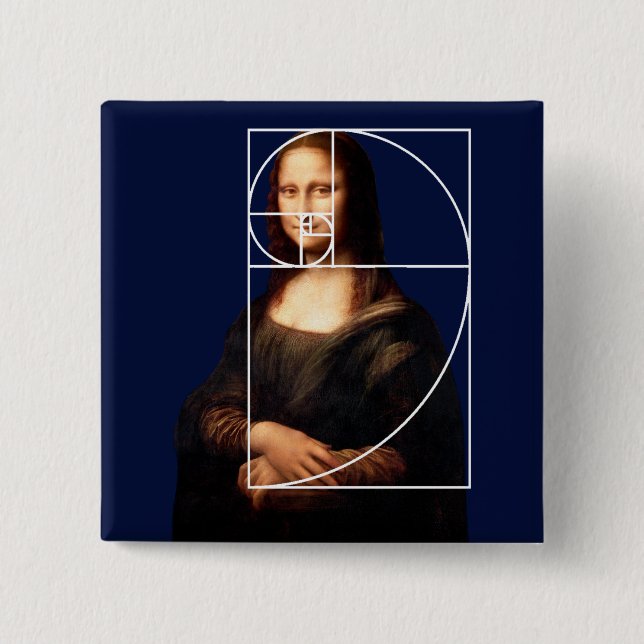 Chapa Cuadrada Leonardo da Vinci Mona Lisa Fibonacci Sequence (Anverso)