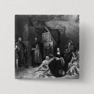 Chapa Cuadrada Leonardo da Vinci que pinta el Gioconda