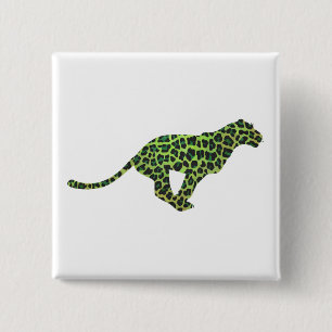 Chapa Cuadrada Leopard Black and Green Silhouette