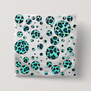 Chapa Cuadrada Leopardo negro e impresión Verde azulada