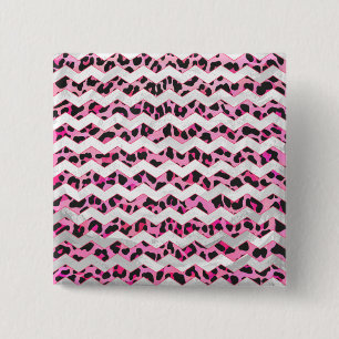 Chapa Cuadrada Leopardo Negro y Chevron Hot Pink Print
