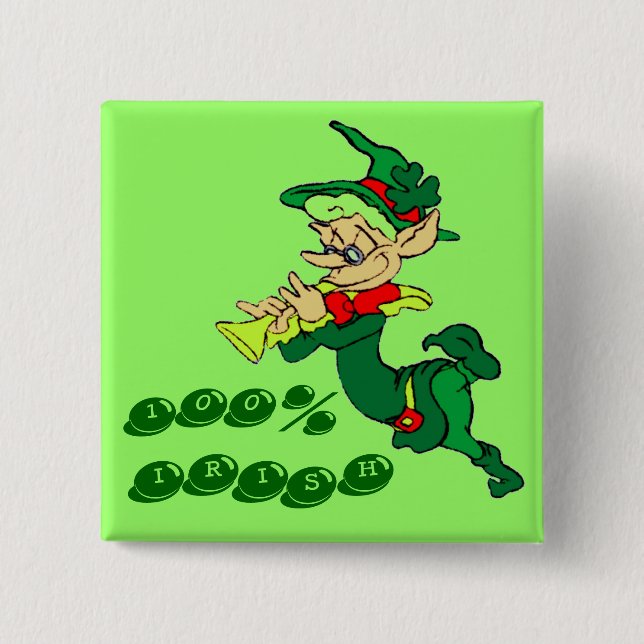 Chapa Cuadrada Leprechaun 100% IRISH (Anverso)