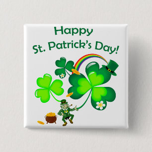 Chapa Cuadrada Leprechaun y Shamrock