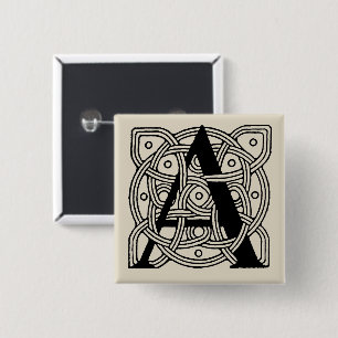 Chapa Cuadrada Letra A Monograma De Knot Celta Vintage