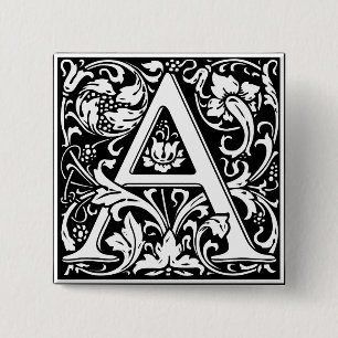 Chapa Cuadrada Letra A Monograma Medieval Art Nouveau