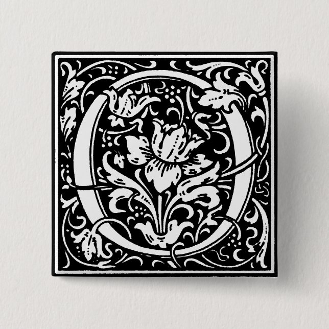 Chapa Cuadrada Letra alfabética de estilo renacentista O - Pin (Anverso)