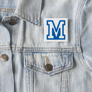 Chapa Cuadrada Letra azul varsity M monograma