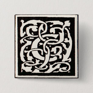 Chapa Cuadrada Letra C Art Nouveau Monograma Vintage