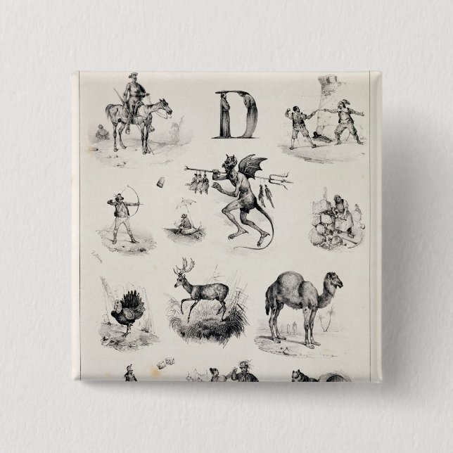 Chapa Cuadrada Letra D de una cartilla del alfabeto, 1832 (Anverso)