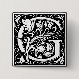 Chapa Cuadrada Letra de alfabeto de estilo renacentista G - Pin