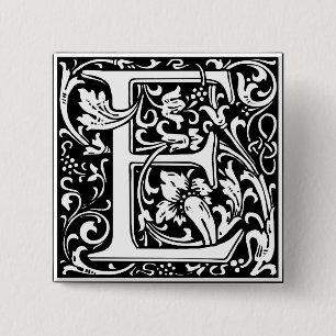 Chapa Cuadrada Letra E Monograma Medieval Art Nouveau