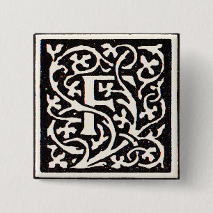 Chapa Cuadrada Letra F Art Nouveau Monograma Vintage
