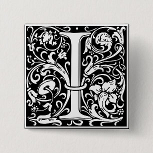 Chapa Cuadrada Letra I Monograma Medieval Art Nouveau