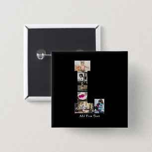 Chapa Cuadrada Letra negra y blanca L Collage de fotos