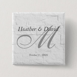 Chapa Cuadrada Letras de Caligrafía Monograma Boda Pared de Ladri