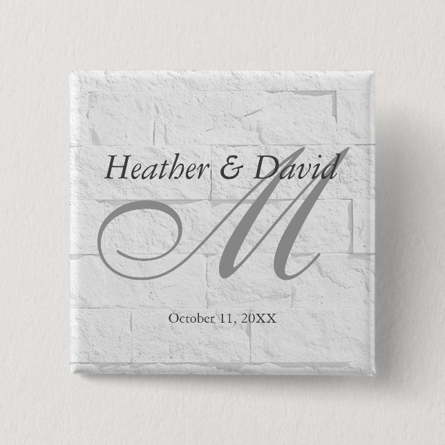 Chapa Cuadrada Letras de Caligrafía Monograma Boda Pared de Ladri (Anverso)