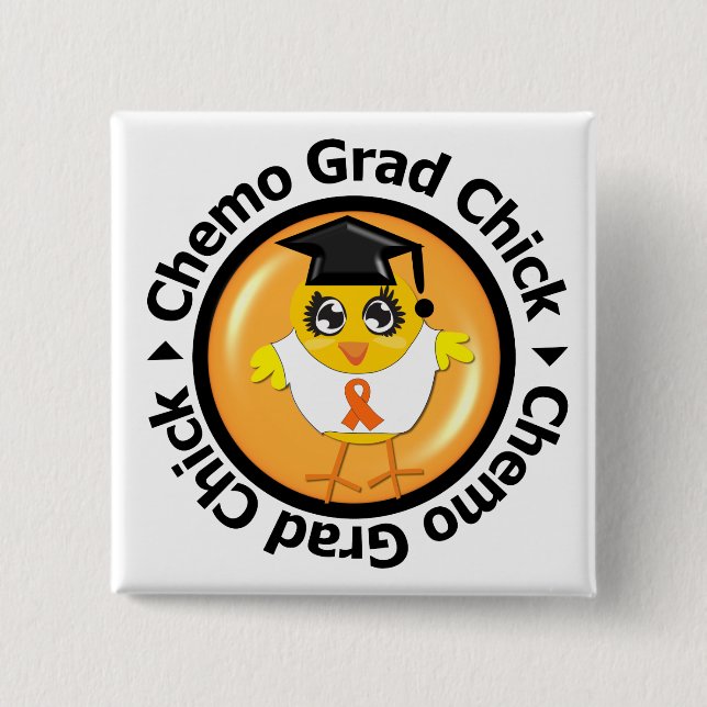 Chapa Cuadrada Leukemia Chemo Grad Chick (Anverso)