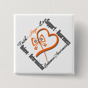 Chapa Cuadrada Leukemia Faith Hope Love Butterfly