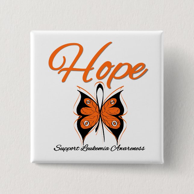 Chapa Cuadrada Leukemia Hope Butterfly Ribbon (Anverso)