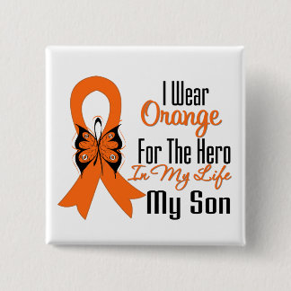 Chapa Cuadrada Leukemia Naranja Ribbon Hero Mi Hijo