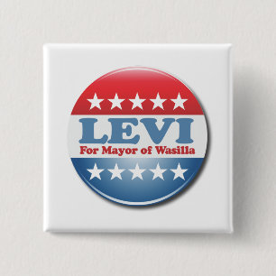 Chapa Cuadrada Levi para alcalde Button