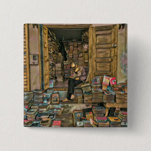 Chapa Cuadrada Leyendo El Regalo De Los Amantes Para Bibliotecari (Anverso)