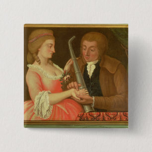 Chapa Cuadrada Leyendo la palma (aceite en lona)