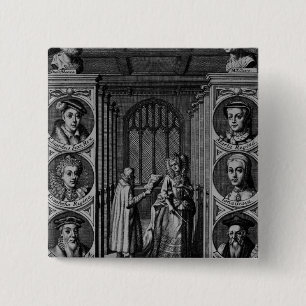 Chapa Cuadrada Leyendo una letra a la reina Elizabeth I