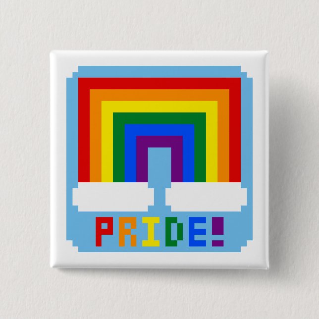 Chapa Cuadrada LGBT+ Orgullo del pixel (Anverso)