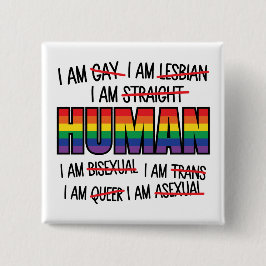 Chapa Cuadrada LGBT Soy gay, soy humano