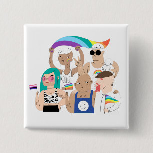 Chapa Cuadrada LGTB+Orgullo. Amor GAY. Bandera arcoiris.