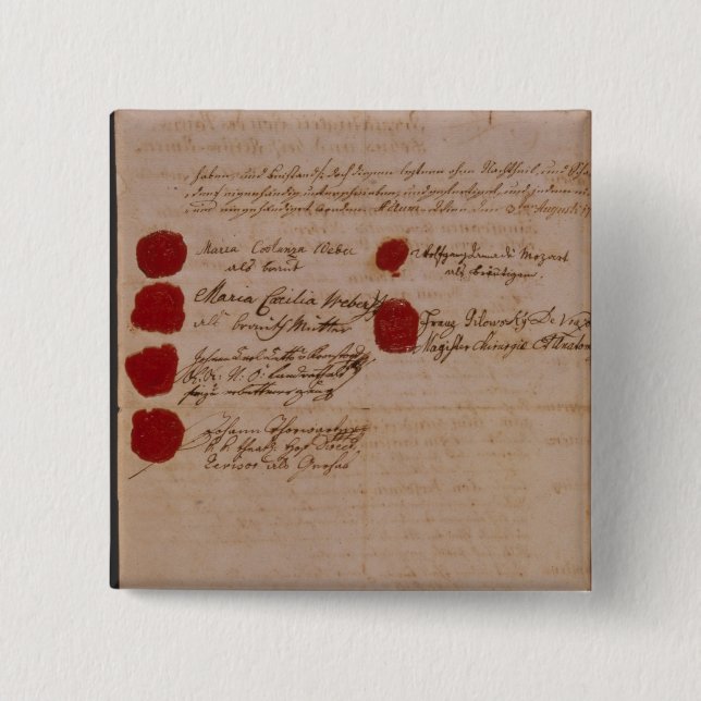 Chapa Cuadrada Libro de familia de Wolfgang, de Mozart y de Weber (Anverso)