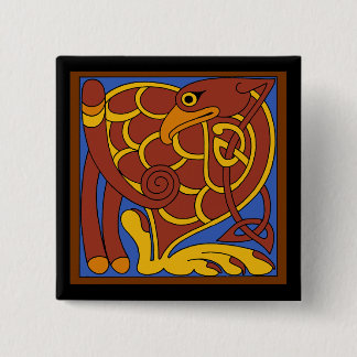 Chapa Cuadrada Libro De Kells Celtic Knot Pájaro Medieval
