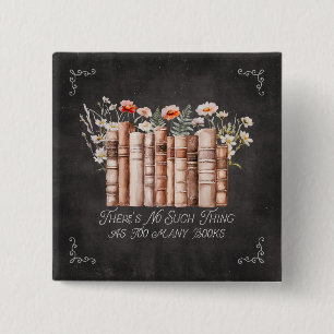 Chapa Cuadrada Libros con flores y citas en pizarra negra