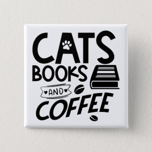 Chapa Cuadrada Libros de gatos tipografía de café diciendo gusano