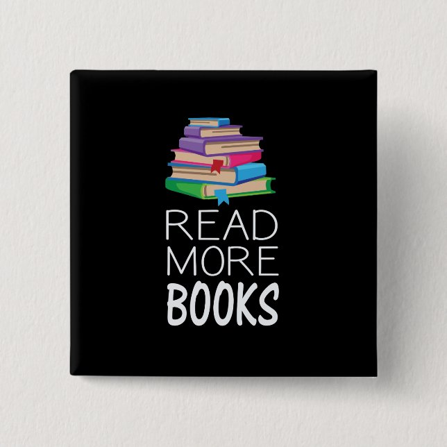 Chapa Cuadrada Libros - Leer más libros (Anverso)