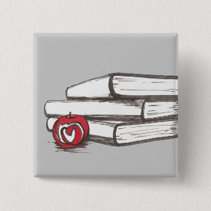 Chapa Cuadrada Libros + Un personalizable del Pin el   de Apple