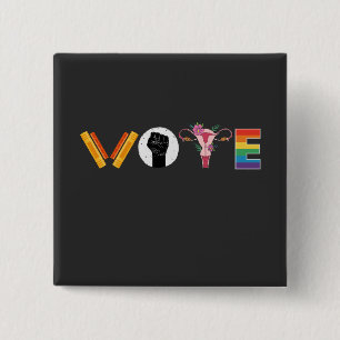 Chapa Cuadrada Libros VOTE Uterus Apoyo LGBT