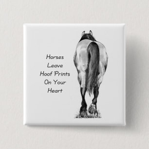 Chapa Cuadrada Licencia Hoofprints de los caballos en su corazón: