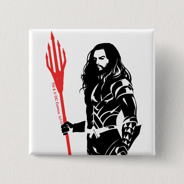 Chapa Cuadrada Liga de la Justicia| Aquaman Pose Noir Pop Art (Anverso)