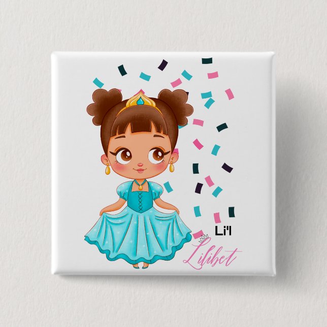 Chapa Cuadrada Li'L Princess LILIBET Turquoise Bonito Girly Gift (Anverso)