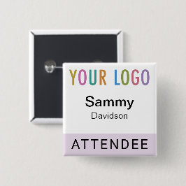 Chapa Cuadrada Lilac Purple Attendee Name Badge Event Logo Square