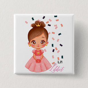 Chapa Cuadrada Lilibet Nombrada Princesa Melocotón Regalos para N