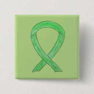 Chapa Cuadrada Lime Green Awareness Ribbon Art Lapin Pin