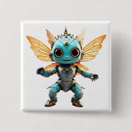 Chapa Cuadrada Linda Pixie Robot Bailarín Turquesa